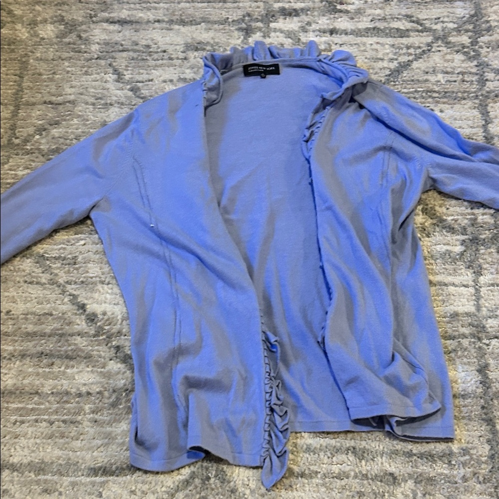 Chico's Light Blue Ruffled Cardigan